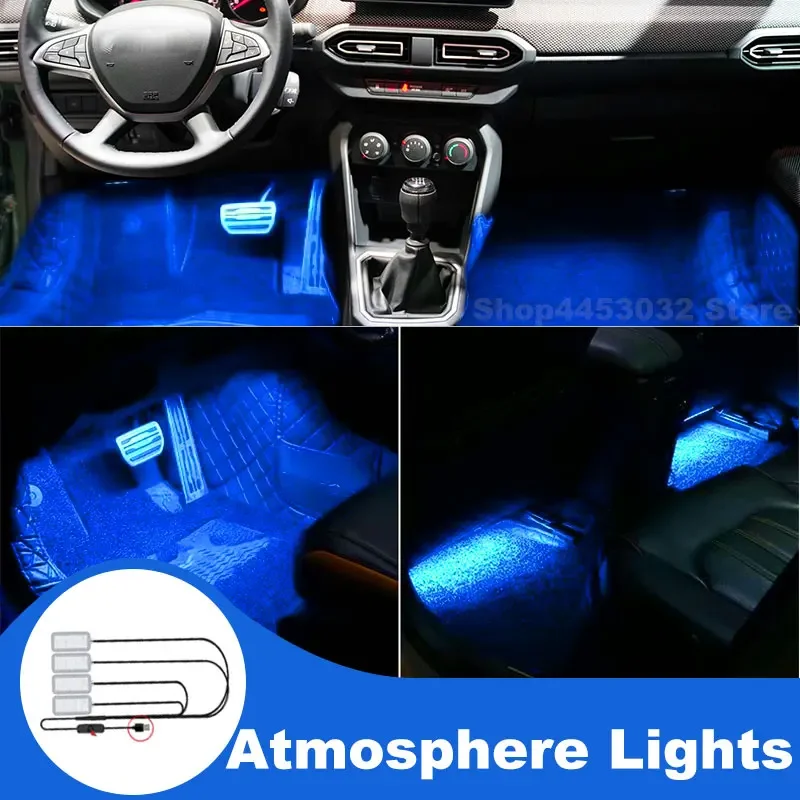 Intérieur de voiture bleu clair pour Dacia Sandero Jogger Lodgy Duster printemps Logan USB pied lampe d'ambiance avec interrupteur