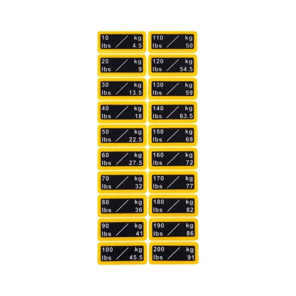 Picture 4: 2pcs Yellow Weight Sticker Label Number 10-200lb For Gym Fitness Equipment Strength Training Plate Marking Decal Set