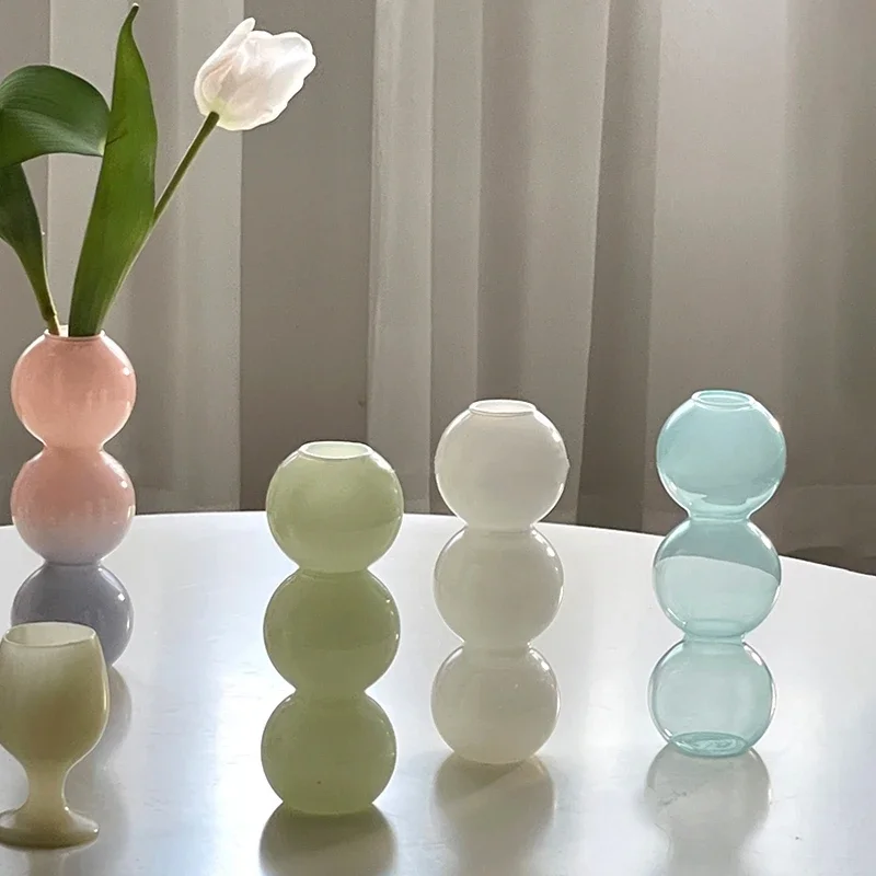 Florero de cristal de burbujas, botella de bola de cristal Ins nórdica, bola hidropónica, artículos artísticos para flores, maceta, decoración de habitación, adornos de escritorio