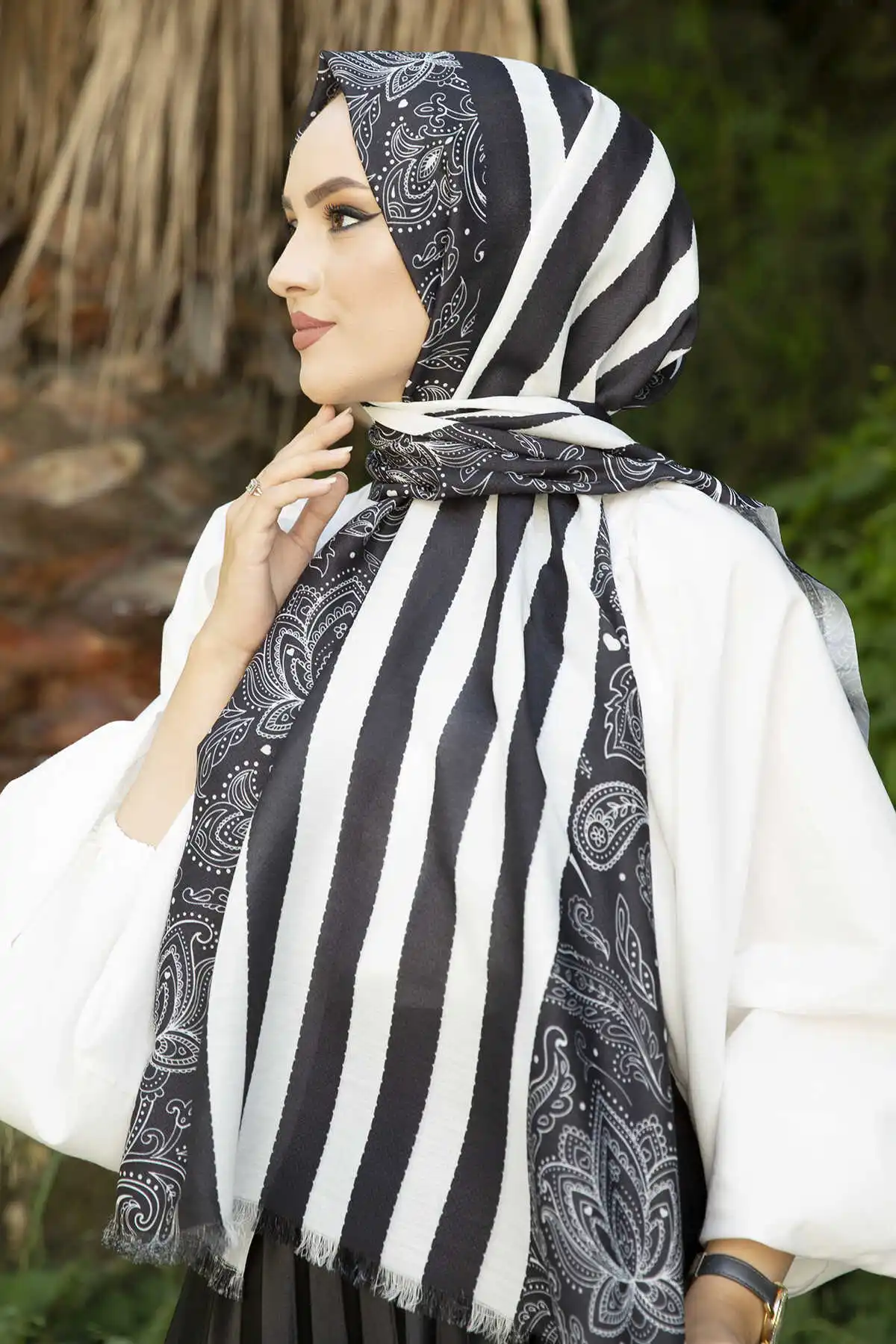 Cotton Pattern Shawl E-Winter Autumn 2021 Muslim Women Hijab headscarf islamic Turkey