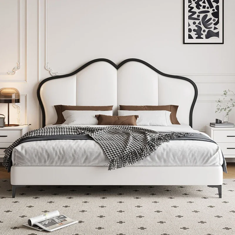 #Black Nordic Double Bed Sleeping Designer Whitr Storage Headboard Twin Bed Frame Elegant Castle Cama De Casal Home Furniture