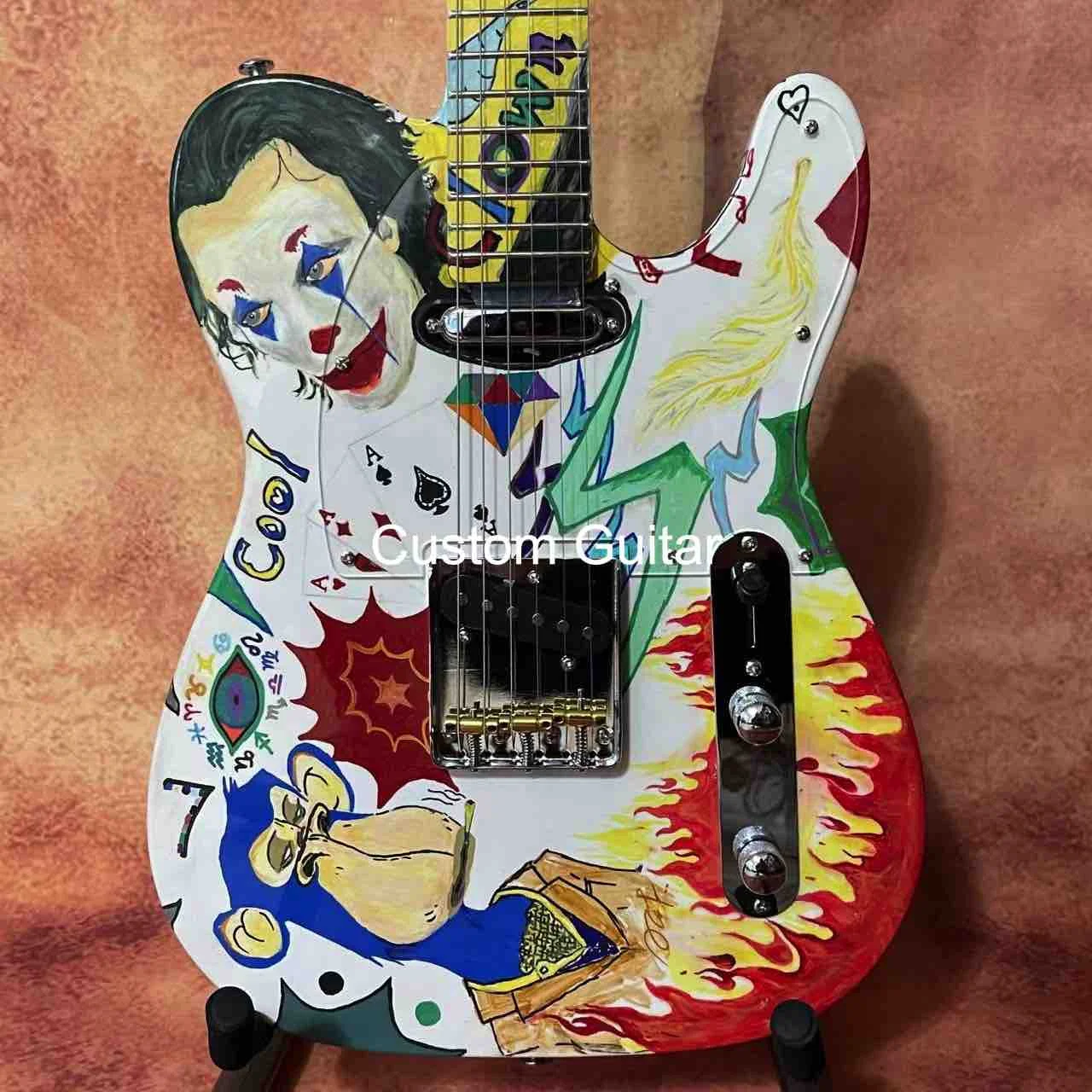 AMAZING Custom Hand Painted Vintage Electric Guitar Musical Instruments Fine Art Paintings