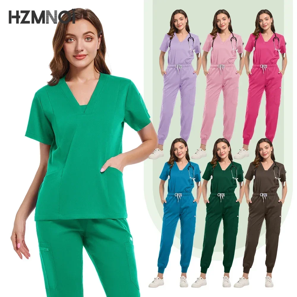 New Multicolour Pharmacy Nurse Scrubs Set Dentist Surgical Medical Uniforms Elestic Women Joggers Suit Beauty Spa Uniforms