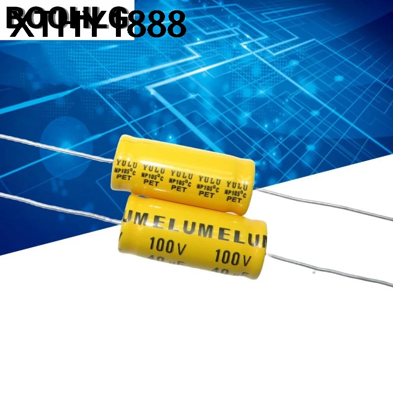 5PCS 100v 40uf 100uf audio frequency division axial NP non-polar electrolytic capacitor 100v 47uf 68uf 13X26mm