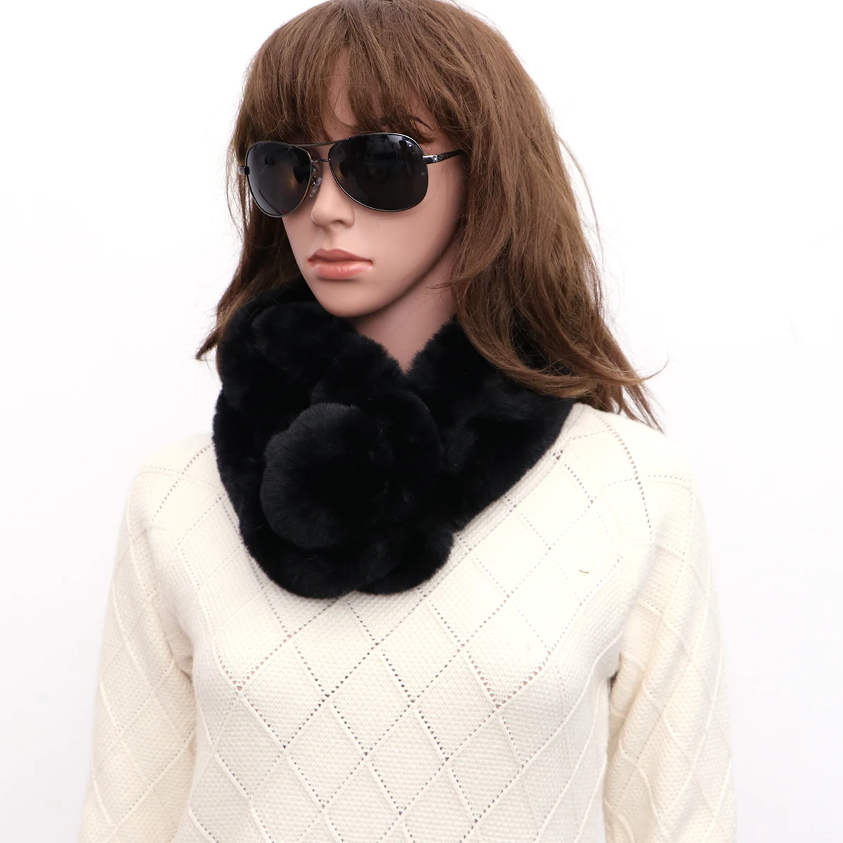 

Imitation Rabbit Scarf Women Scarves for Winter Warm Korean Version Super All-match Thick Miss