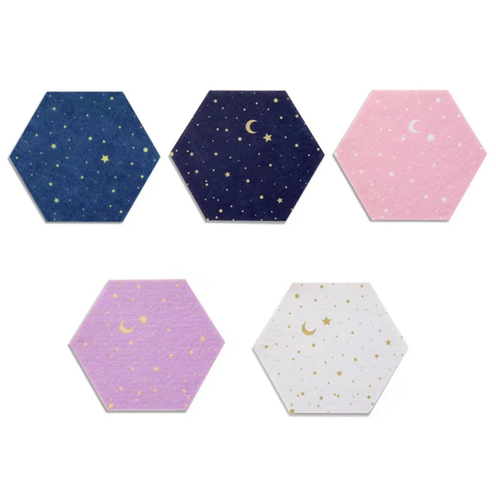 Hexagon Felt Board Notice Cork Self Adhesive Notice Message Board for Paste Notes Photos Schedules DIY Kids Bedroom Photos Decor