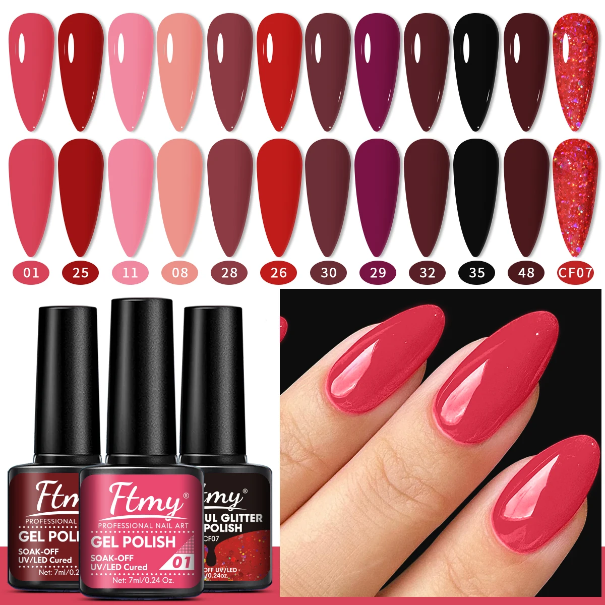 4pc ensemble de vernis à ongles Gel Semi 7ml Gel hybride Permanent vernis à ongles couche de finition tremper UV LED Gel d'art des ongles