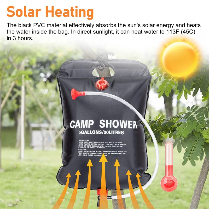 Garrafa De Água De Aquecimento Solar, Vasilha Dobrável, Camping Chuveiro, Balde Garrafa, Bolsa De Água Saco, Camping Suprimentos, 20L