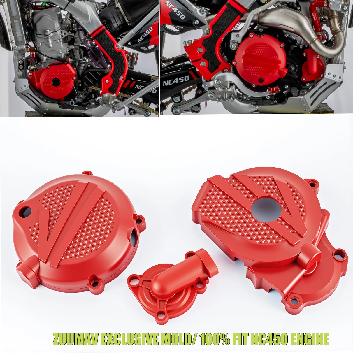 ZUUMAV PA6 Nylon Engine Side Guard & Water Pump Cover, Anti‑Impact Crankcase Case Saver for Zongshen NC450 Dirt Bike