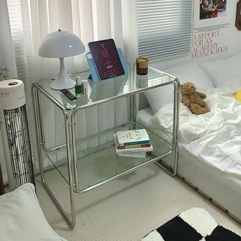 Auxiliary Table Glass Tea Tables Living Room Torage Sofa Side Table Creative Transparent End Tables Nordic Bedroom Night Chests