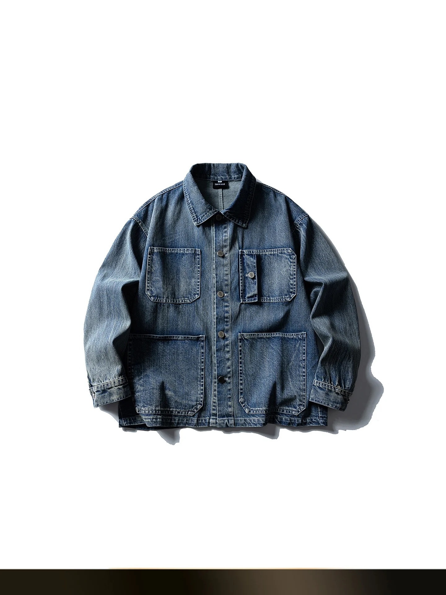 

Ретро-американская джинсовая куртка с эффектом потертости, мужская, осенняя, в уличном стиле, для пар, рабочая, свободного кроя, молодежный тренд