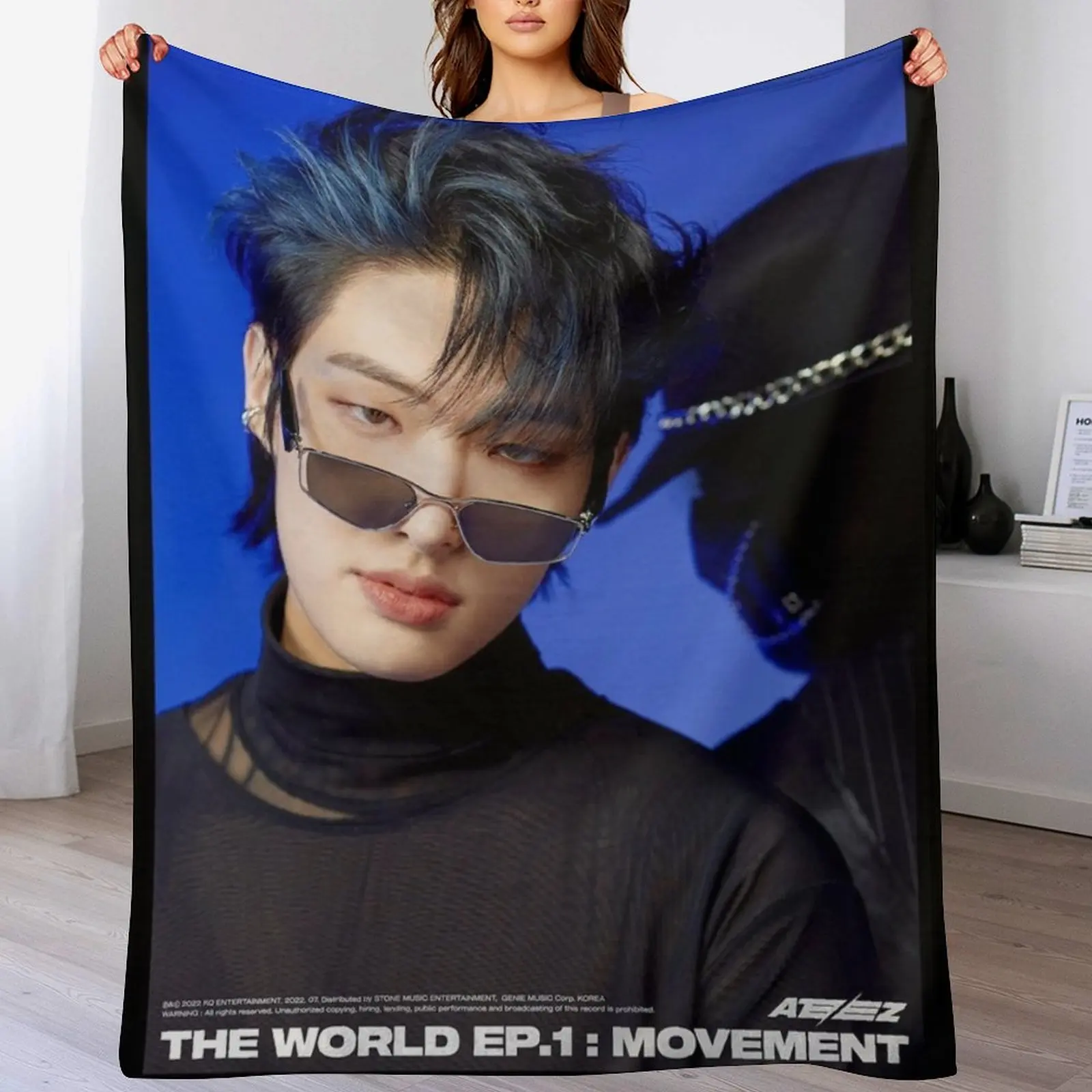 Mingi - Ateez Throw Blanket Picnic Travel Flannel Fabric Sofa Throw Blankets