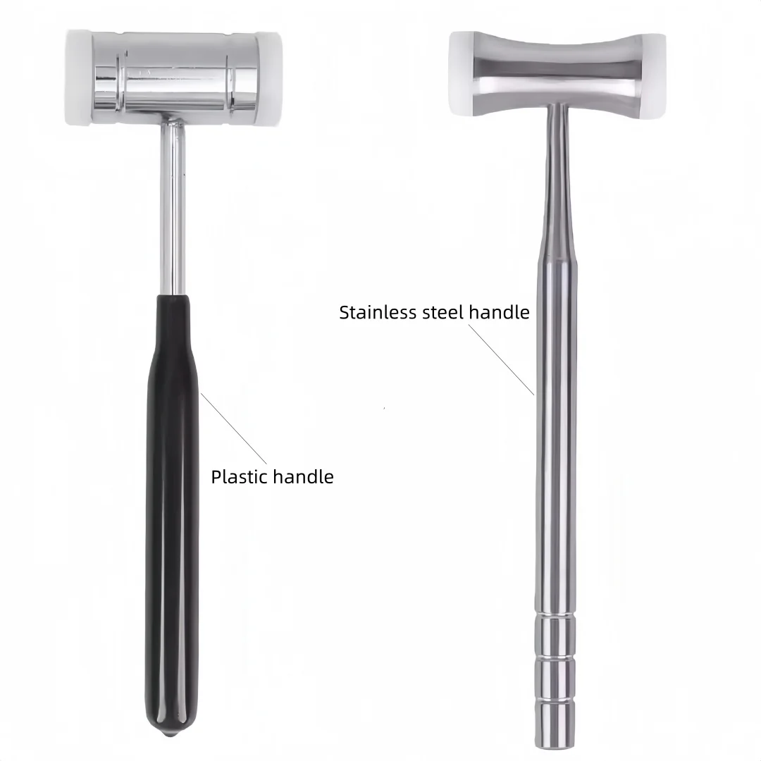 

1 шт., молоток для стоматологических костей с двойной головкой, нейлоновый материал, молоток для зубных имплантатов, ручка из нержавеющей стали, ортодонтический инструмент для извлечения