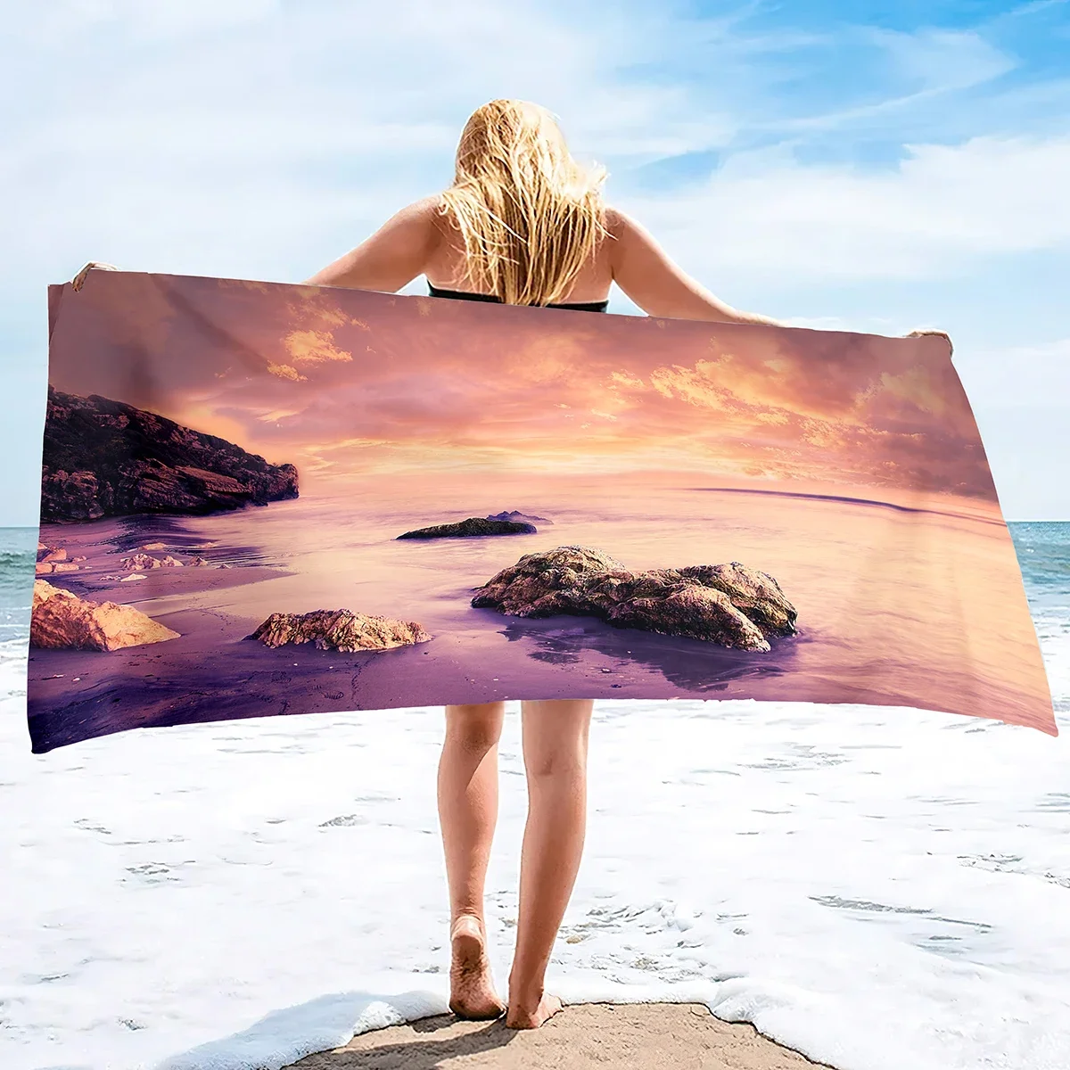 Beach Towels Sea Ocean Wave Summer Bathroom Towel Ultra Soft Absorbent Multipurpose Towels for Hand,Face,Gym,Sports Home Decor