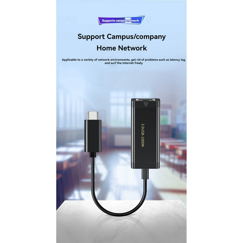 TYPE-C To Gigabit Ethernet Adapter USB-C 1000Mbps Network Card Type-C To RJ45 Network Card Lan For Notebook Driver-Free