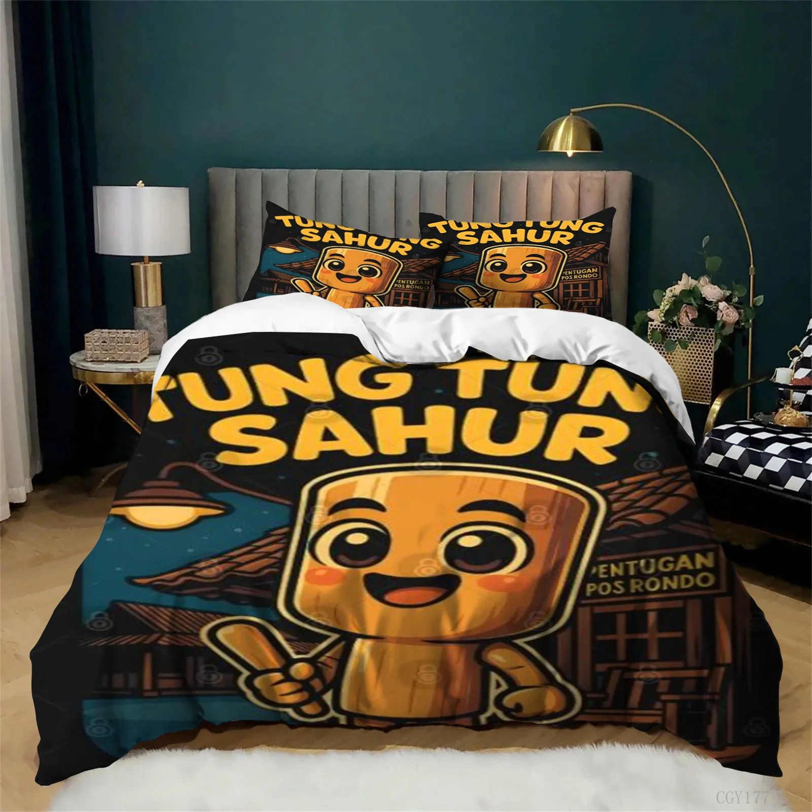 

Tra-lalero Tralala Bedding Set 3 Pieces Tu-ng Tung Tung Sahur Duvet Cover Set Ultra Soft Quilt Covers with 2 Pillow Shams