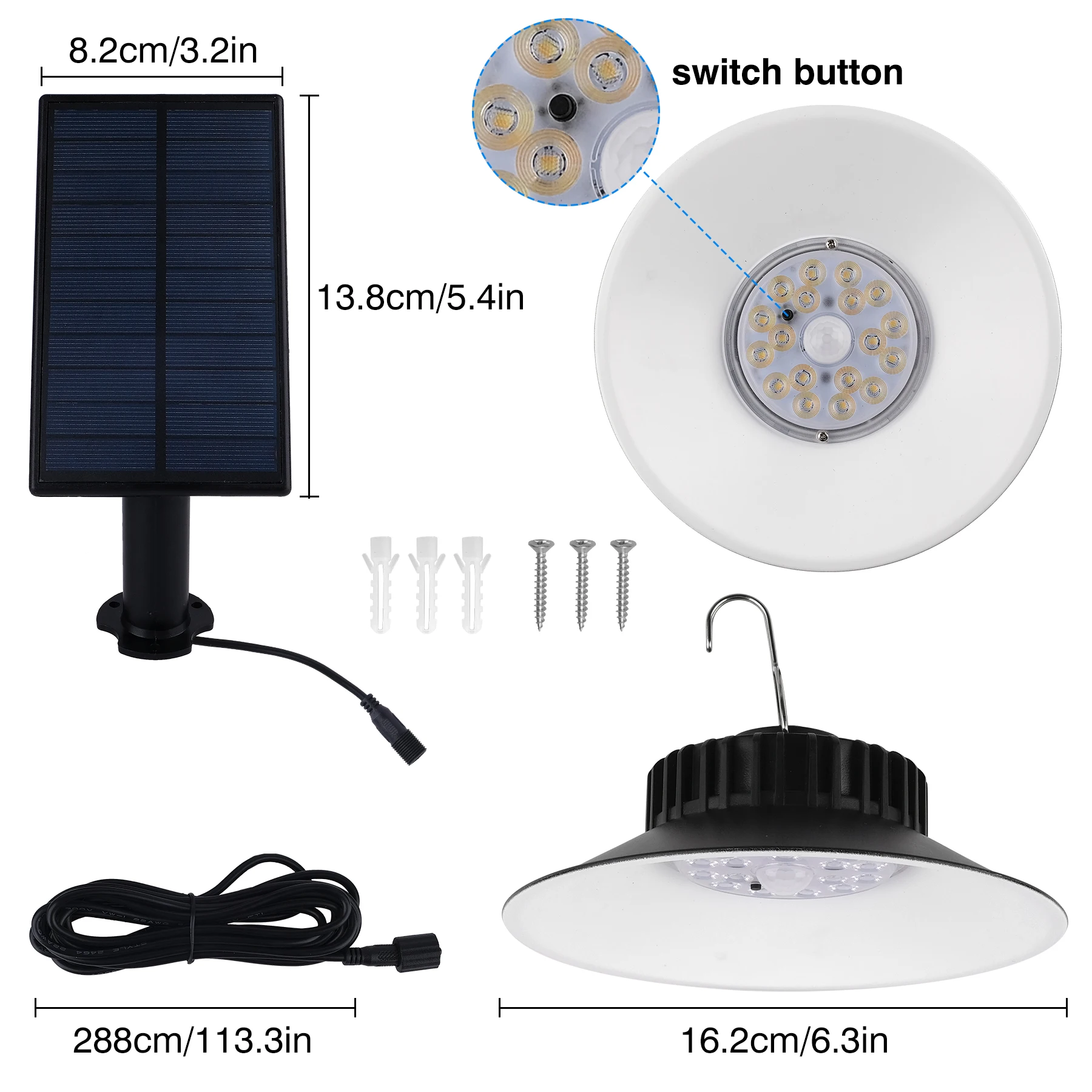 Imagem -04 - Luz Pendente Solar ao ar Livre com Sensor de Movimento Lâmpada para Garagem Shed Quintal Ip65 Impermeável Modo Cores Pcs