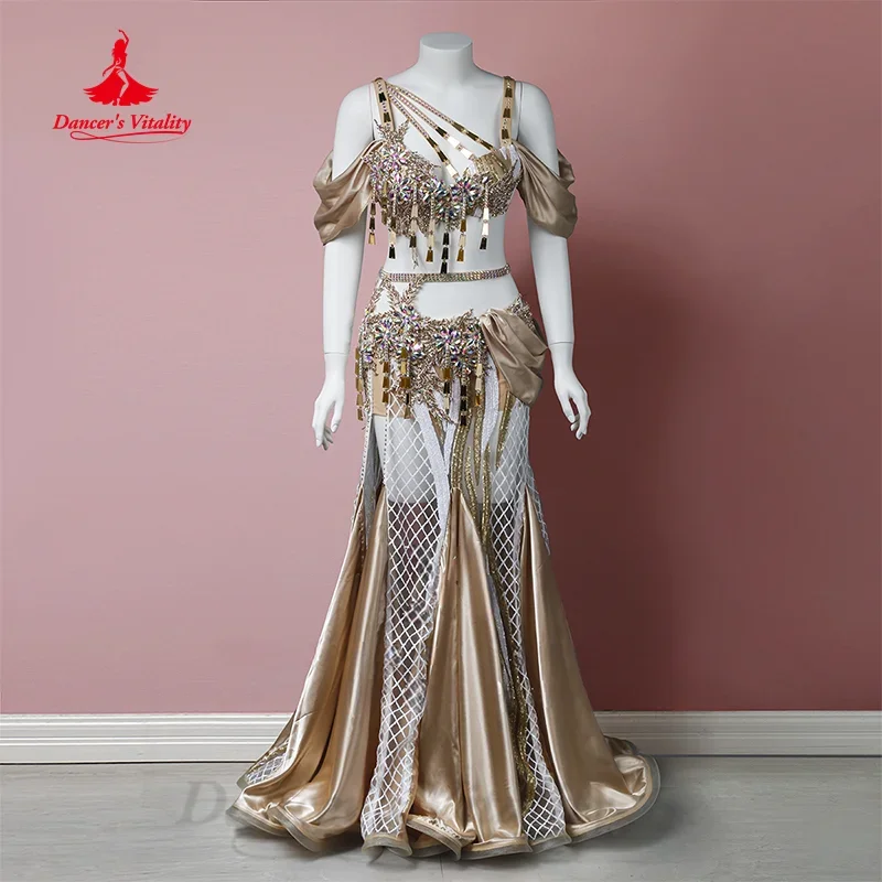 

BellyDance Outfit Customized Luxury Rhinestone Senior Satin Performance Set Adult Children Oriental Dance Competition Clothing