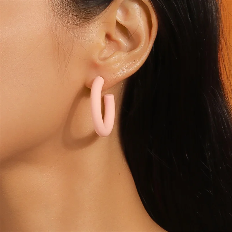 Aihua Koreanische Einfache Große Runde Hoop Ohrringe Für Frauen Bunte Geometrische Kunststoff Übertrieben Ohrring Trendy Ohrringe Schmuck – Detail 21