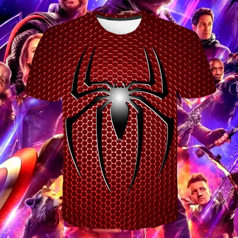 

Новинка лета 2029, футболка с изображением Человека-паука Marvel Kids_Adults, повседневная модная одежда с короткими рукавами, быстросохнущая дышащая футболка для взрослых