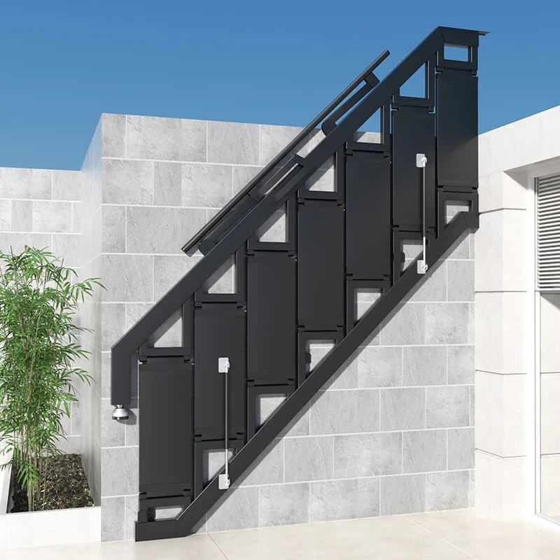 Alloy full welded wall ladder villa attic folding simple ladder can be customized duplex loft armrest