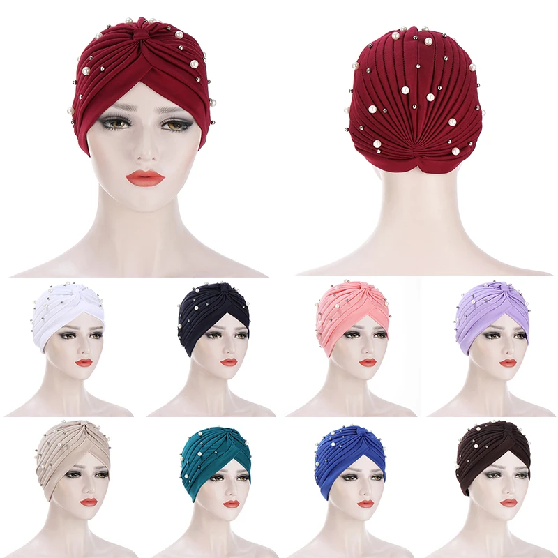 Muçulmano atada headdress turbante gorro para mulher cor sólida hijab caps envoltório árabe hijab femme islâmico headscarf chapéu cabeça envoltório