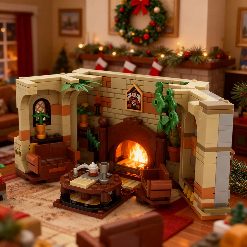 586pcs MOC Huffle-Puff Common Room Harry Model Building Blocks Architecture Toy Christmas Gift Collection Craft 3D Art Birthday