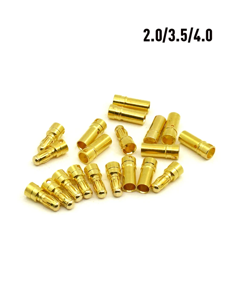 AXSPEED 10 paires 2.0/3.5/4.0mm connecteurs banane balle or prise pour batterie Lipo RC ESC moteur voiture camion jouets bricolage