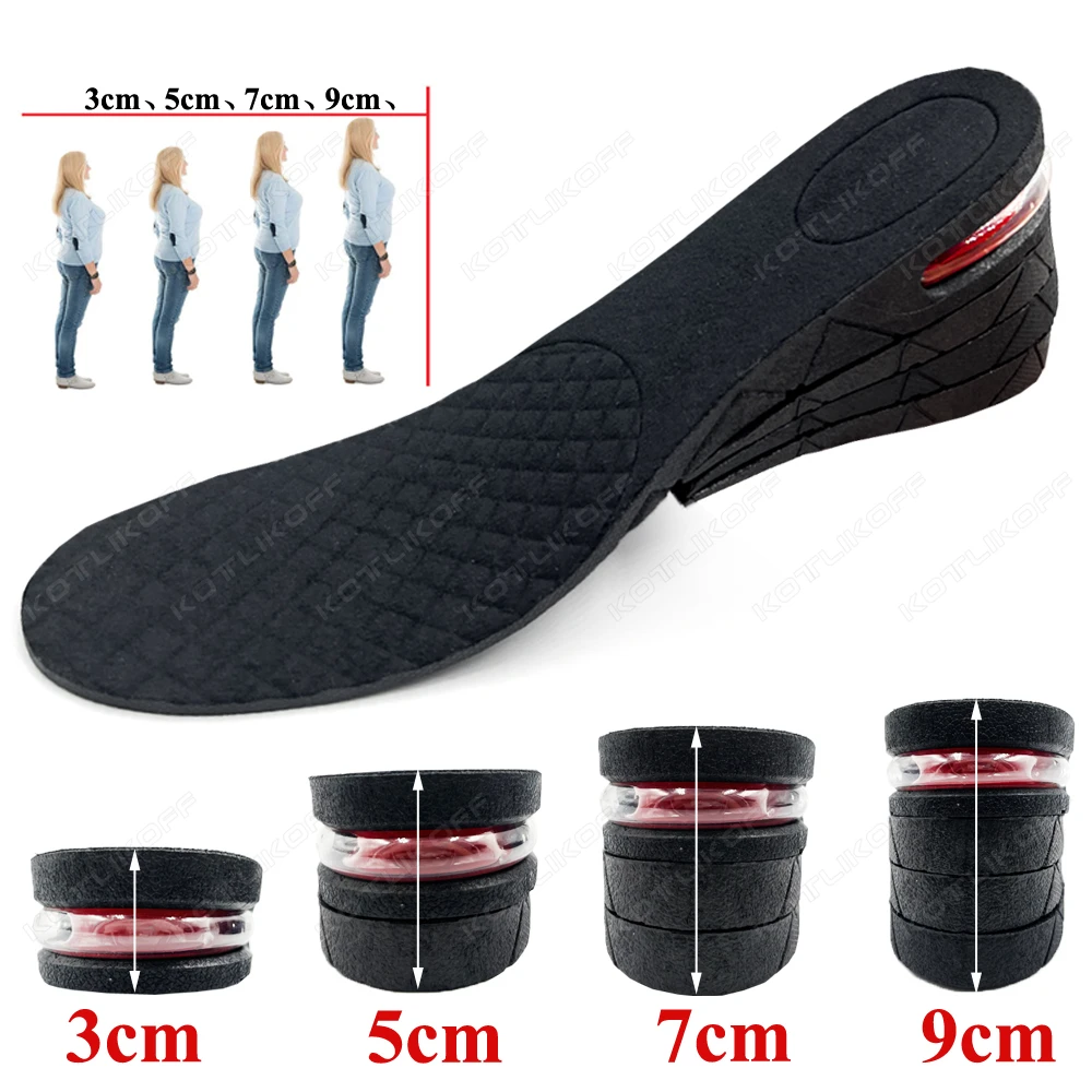 KOTLIKOFF للجنسين 3-9 سنتيمتر الارتفاع زيادة النعال وسادة هوائية امتصاص الصدمات قابل للتعديل كعب رفع زيادة منصات الأحذية #3