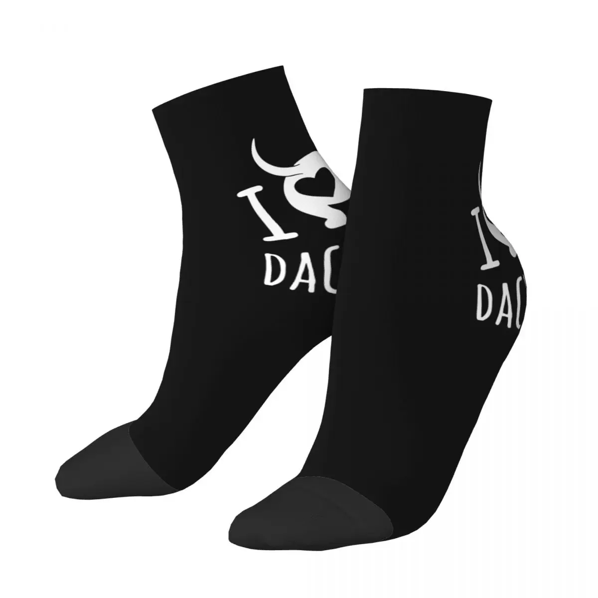 Fun Mens I Love Dachshunds Dress Socks Unisex Comfortable Warm 3D Print Badger Sausage Wiener Dog Crew Socks