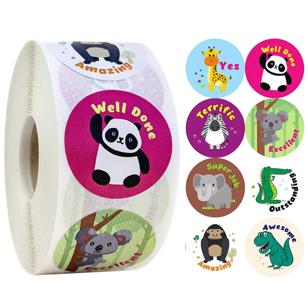 100-500pcs Reward Stickers for Kids Toys Encouragement Sticker for School Teacher Supplies Cute Animal Stickers Stationery Decor