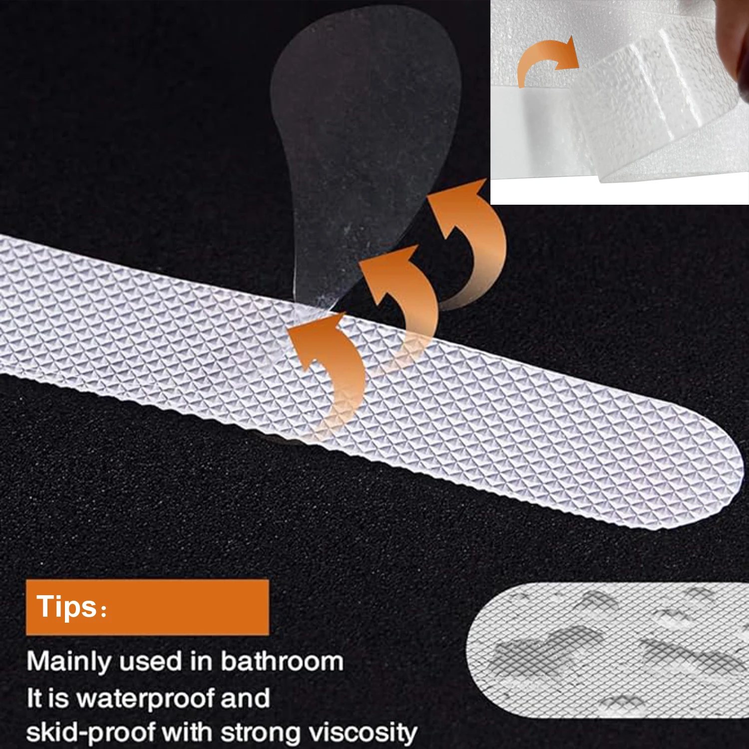 24 Pieces of Transparent Anti-Slip Tape, 2cm X 25cm, Bathroom, Transparent Anti-Slip Tape, No Cutting Required, Self-Adhesive, Suitable for Indoor/Outdoor Stairs, Bathtubs, Boats, Swimming Pools, Stair Steps, Safety Anti-Slip Tape