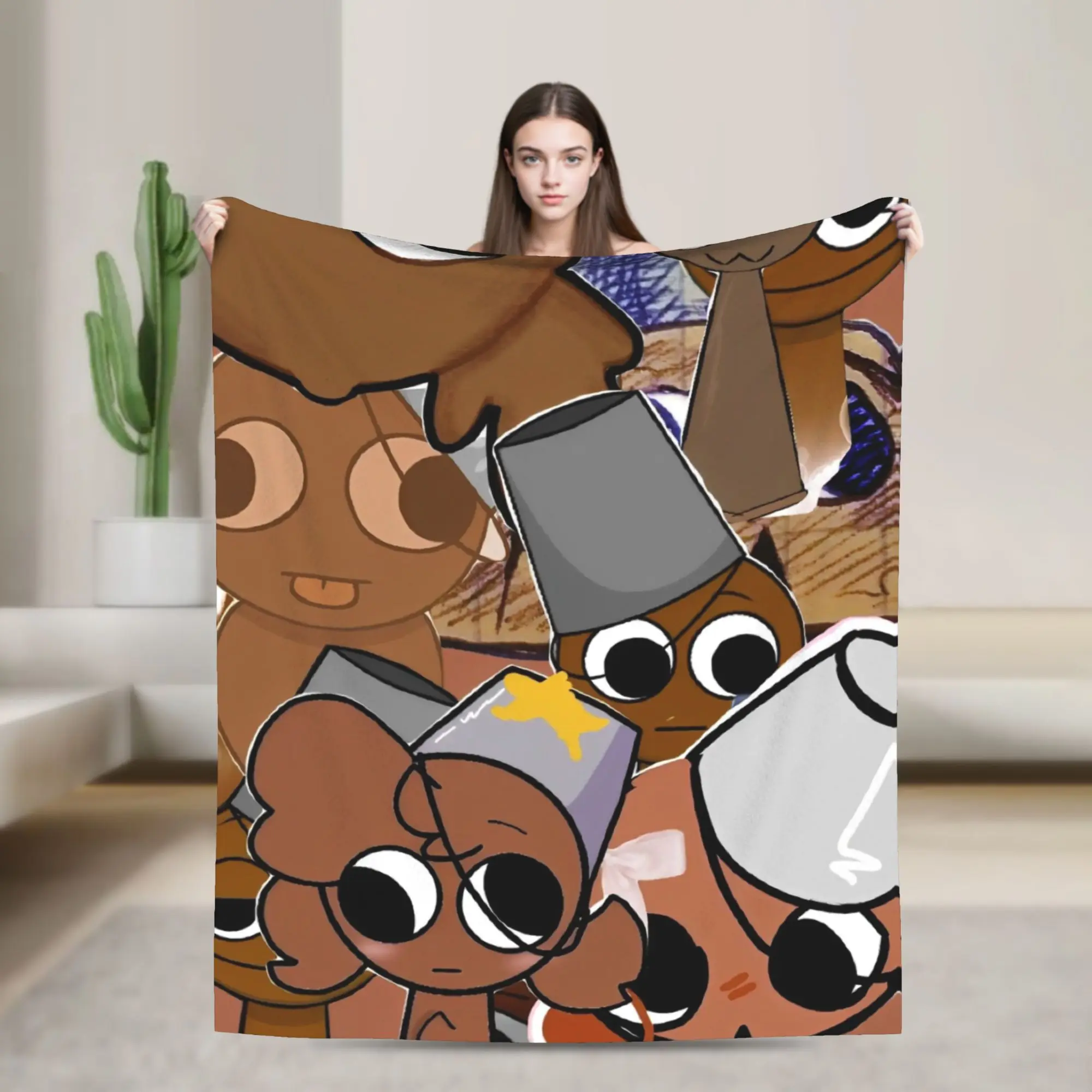 

Одеяла Sprunki Incredibox с героями мультфильмов, плюшевые винтажные дышащие пледы для постельного белья, гостиной, всесезонные