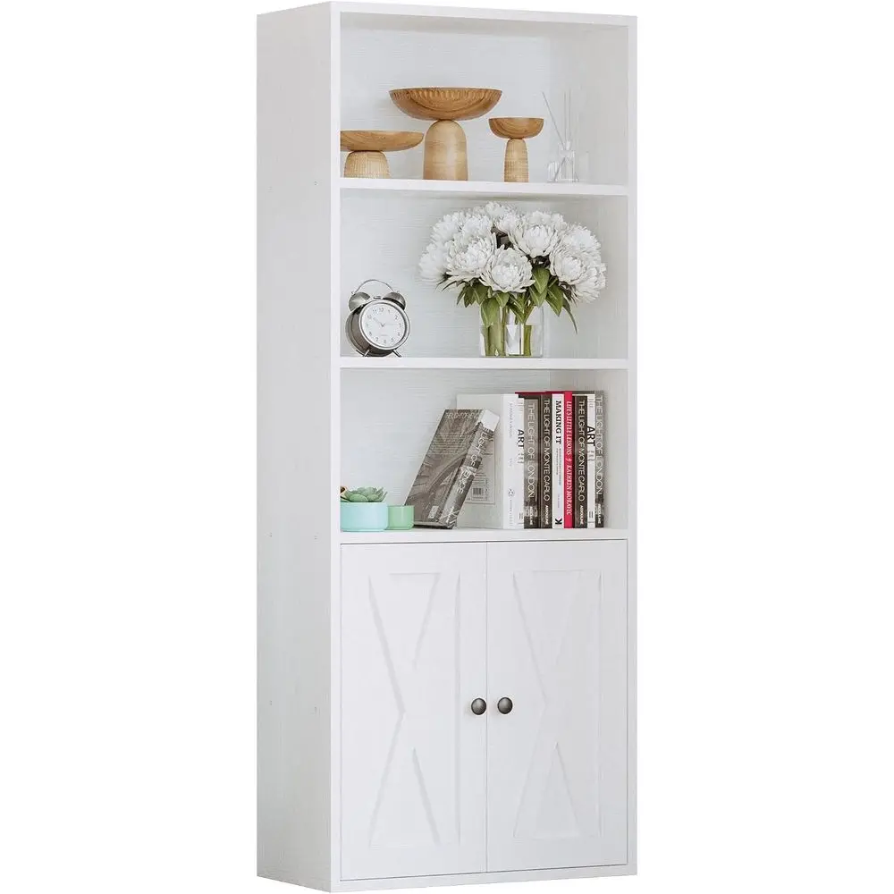 IRONCK 5-Tier Bookshel, 11.8in Depth Bookcase with DoIndustrial Bookshel with Storage,loor Standing Display Storage Shelves or H