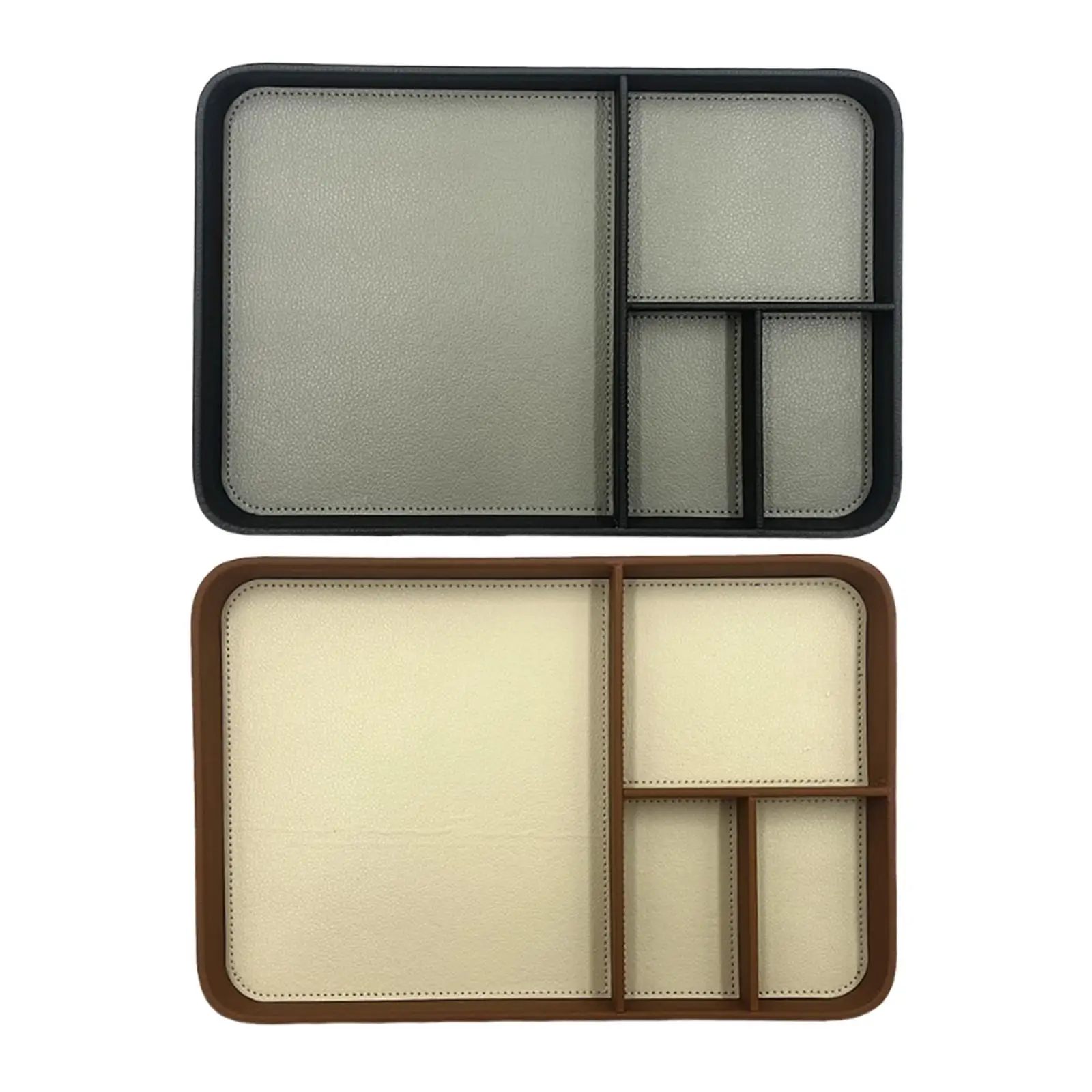 

Valet Tray NightStand Tray 4 Compartment Modern,Wear Resistant,Bedside Organizer,PU Leather for Wallet Phone Jewellery Watch