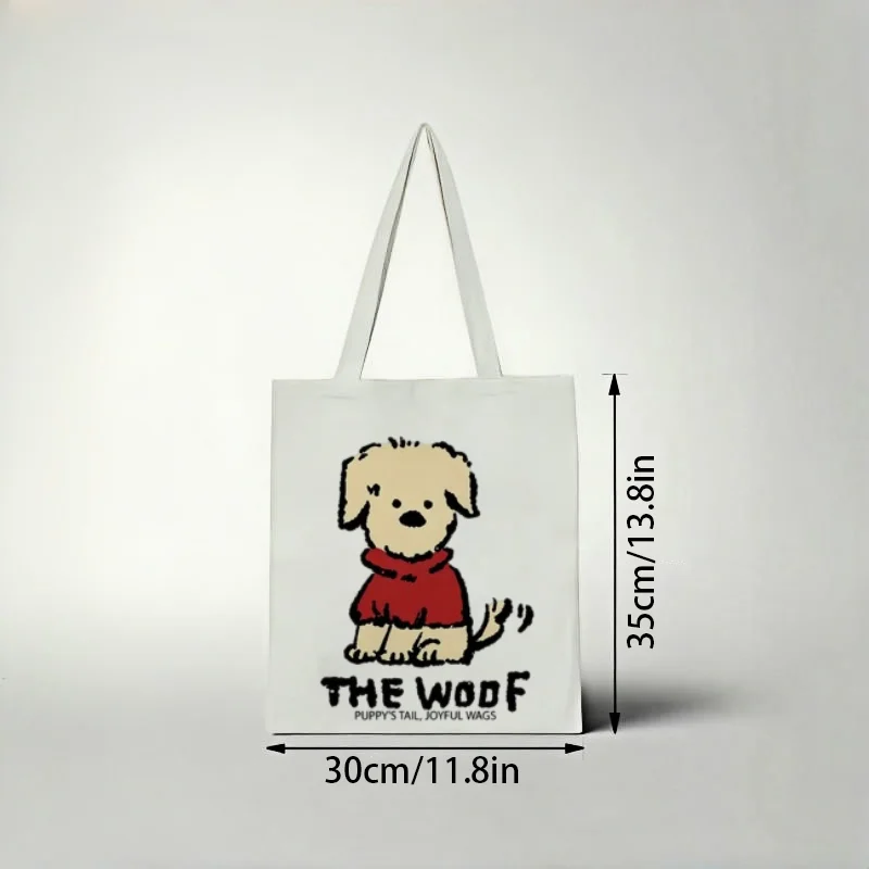 

1pc Kawaii Casual‑dog‑themed Tote Bag, Minimalist Doodle‑style Positive‑quote Casual Shoulder Bag for Women