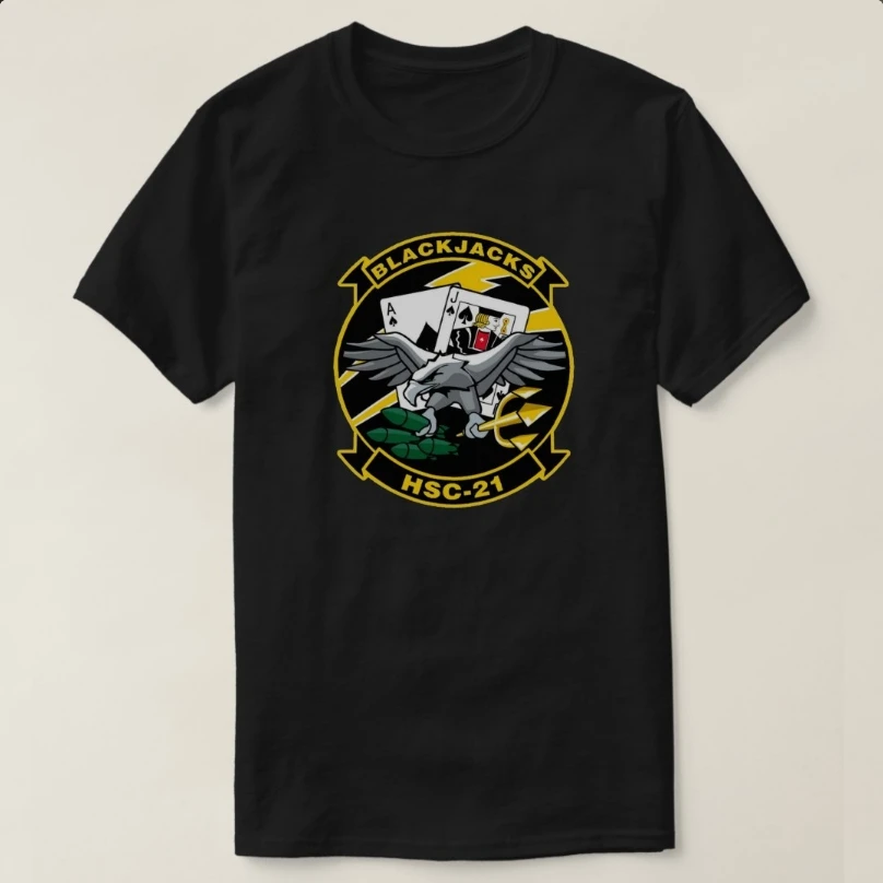 

HSC-21 Blackjacks Helicopter Sea Combat Squadron T-Shirt 100% Cotton O-Neck Short Sleeve Summer Casual Mens T-shirt Streetwear