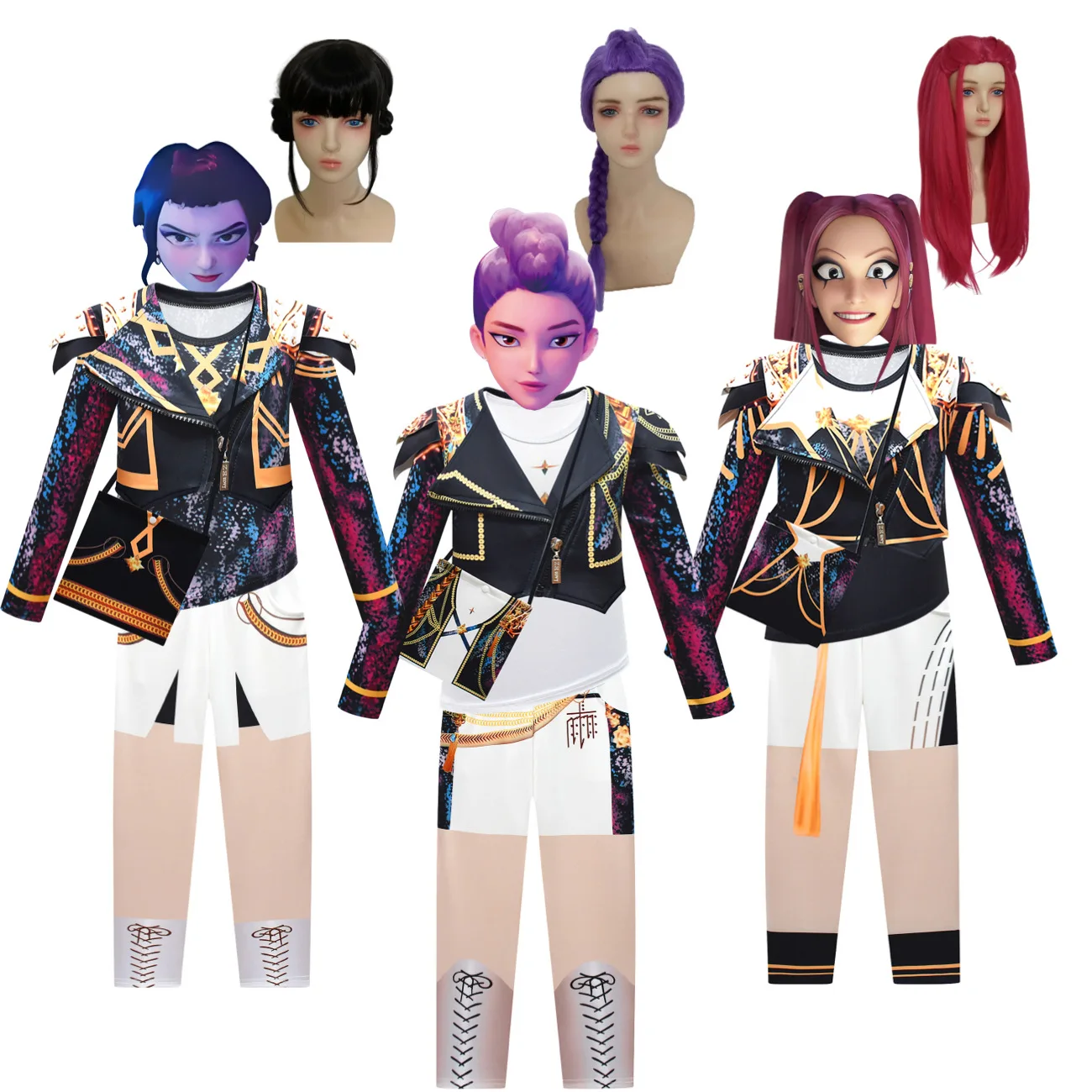 

Kids Kpop Demon Hunters Rumi Zoey Mira Cosplay Costume For Girls KPop Demon Hunters Disguise Clothes Halloween Carnival Suit