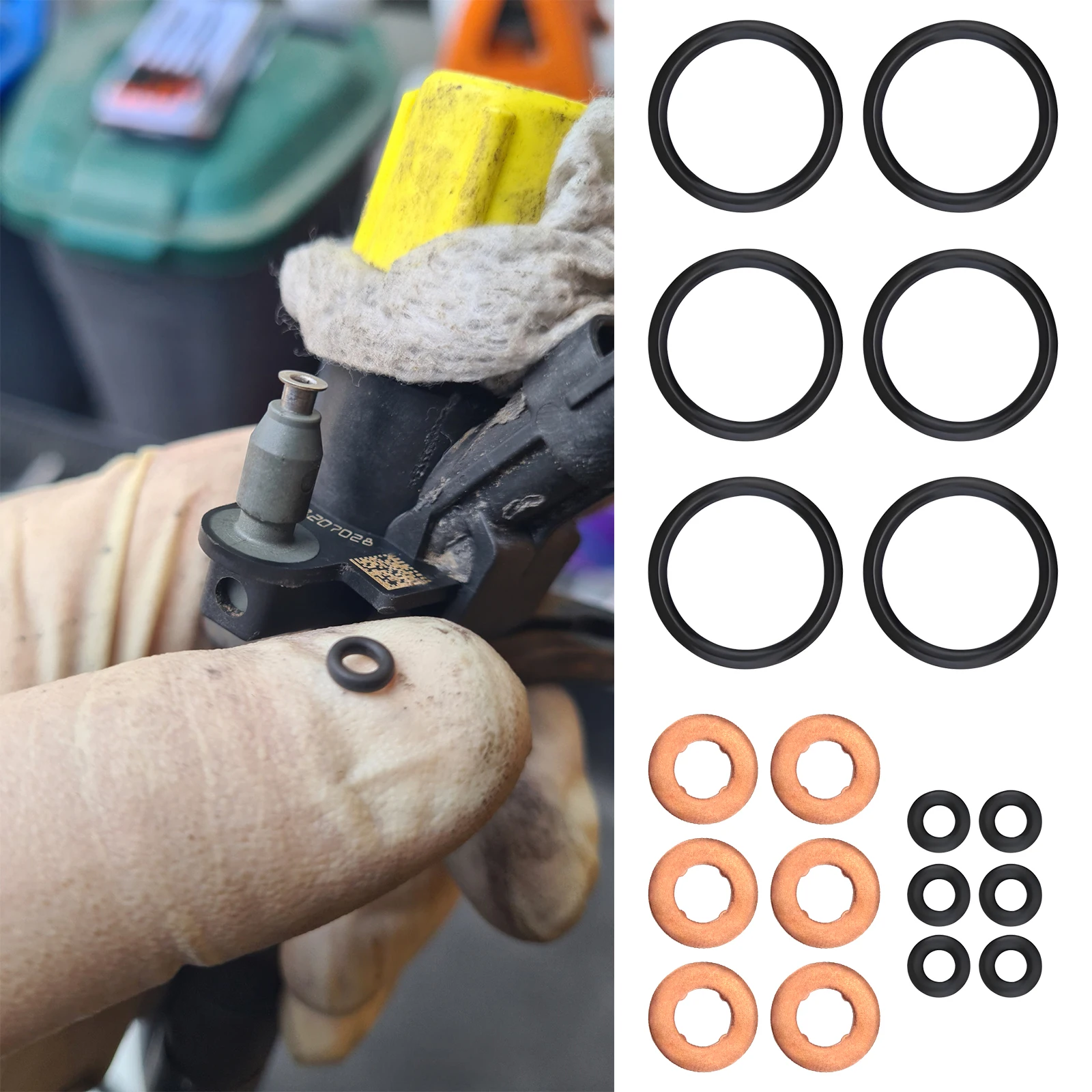 

For Range Rover Sport Land Rover Discovery Jaguar Injector Seal Washer O-Ring Kit LR054612 LR022992 LR032818 3.0L TDV6 SDV6