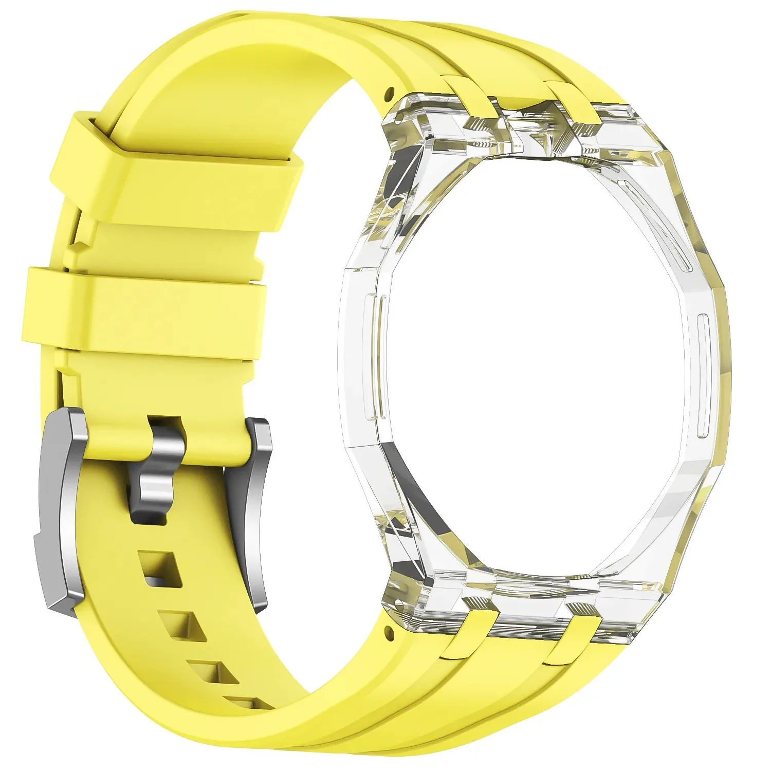 Silicone Strap+Transparency Case for Swatch x AP Royal POP All-in-One Replacement Bracelet for Swatch x AP Royal POP Accessories