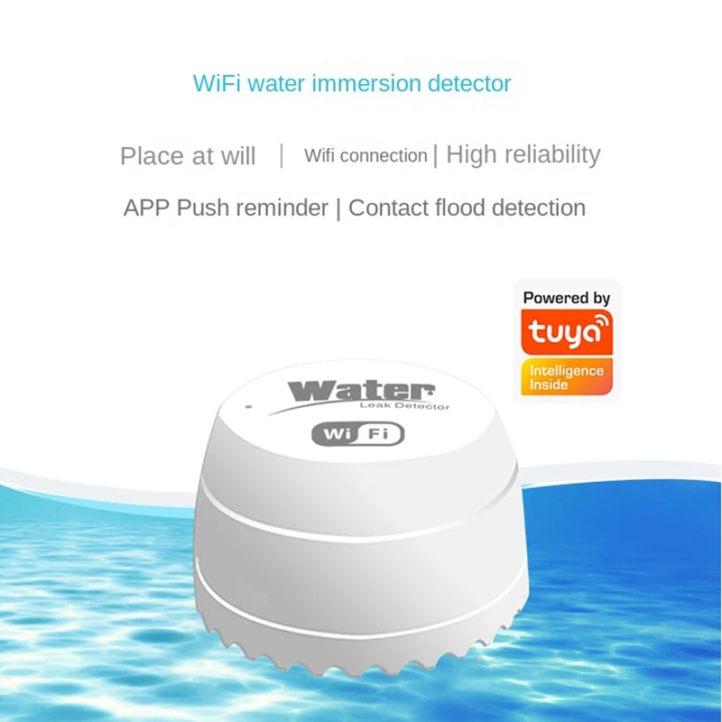 1 pçs wifi corvo inteligente detector de água sensor de vazamento alarme detector de vazamento 40db alarme de inundação transbordamento segurança