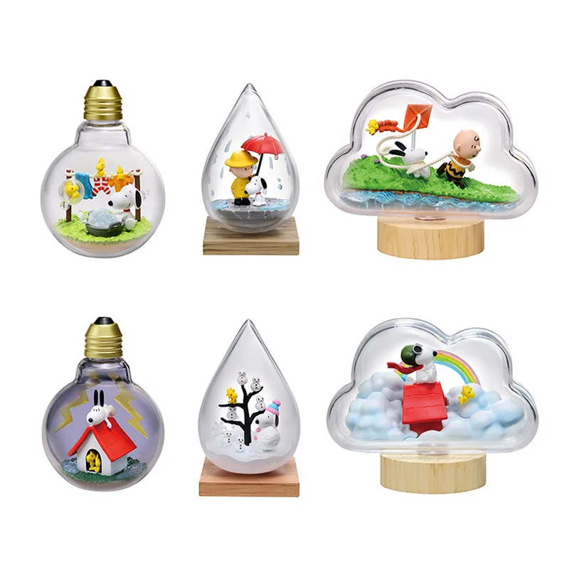 RE-MENT Snoopy Scene in A Bottle Weather Bottle Miniature Spike Andy Collection Model Doll Ornaments Gifts