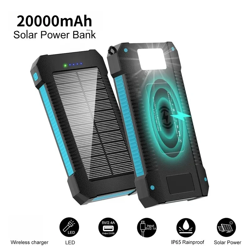 10W5V solar large-capacity mobile power supply 20000mAh with LED light