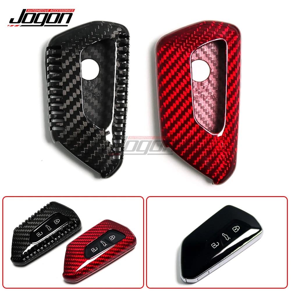 For Skoda Octavia A8 For Seat Leon MK4 Real Carbon Remote Fold Key Fob Case Shell Cover Trim For VW Golf 8 Mk8 GTI GTD R 2020+