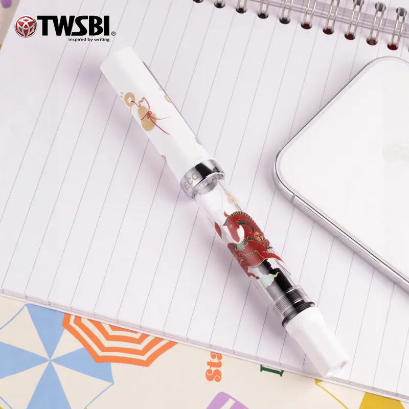 2026 TWSBI ECO Limited Edition Red Rabbit Horse For Year of The Horse Fountain Pen Piston Filling Transparent Pen  Design Gift