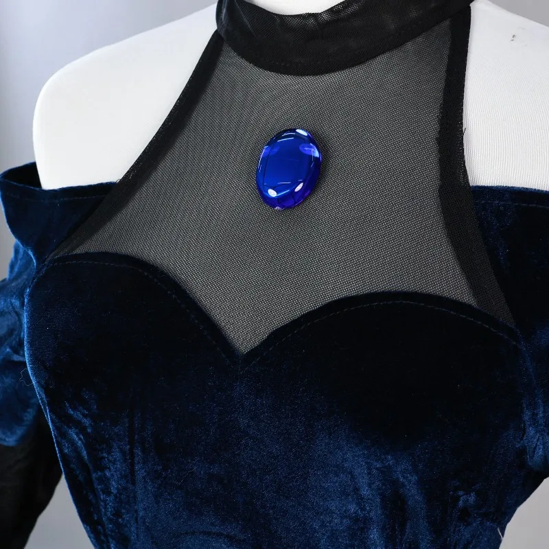 애니메이션 에일리언스 스테이지 미지 코스프레 의상 다크 블루 드레스 핑크 블루 장갑 스타킹 벨트 세트 크리스마스용 유니폼