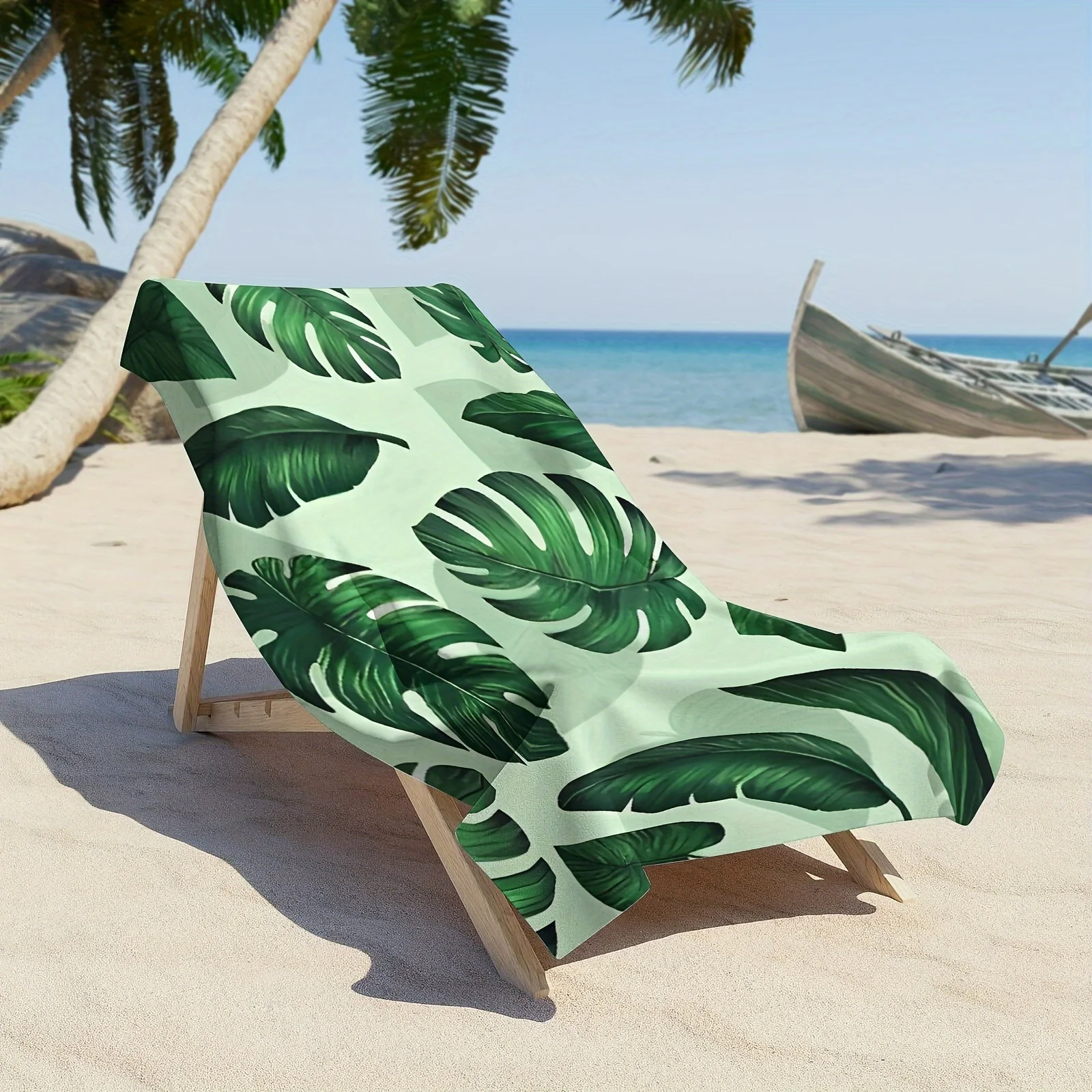 Leaf Pattern Design Printed Beach Towel Microfiber Extra Large Beach Mat Super Absorbent Bath Towel Suitable for Travel Swimming