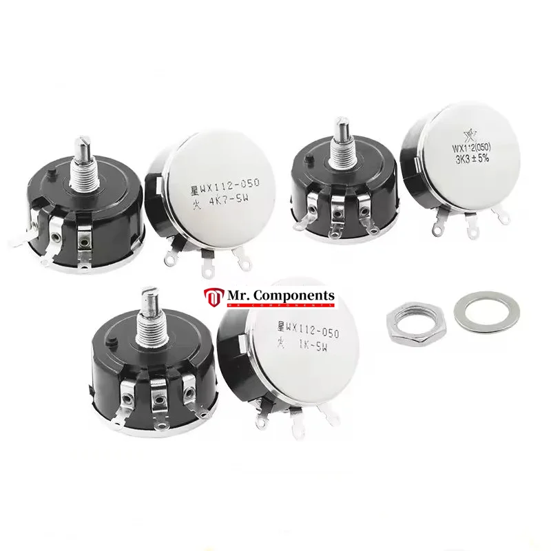 1PCS WX112 5W single coil wire wound potentiometer WX050 100R 1K 2K2 4K7 10K 22K 33K 47K New In stock