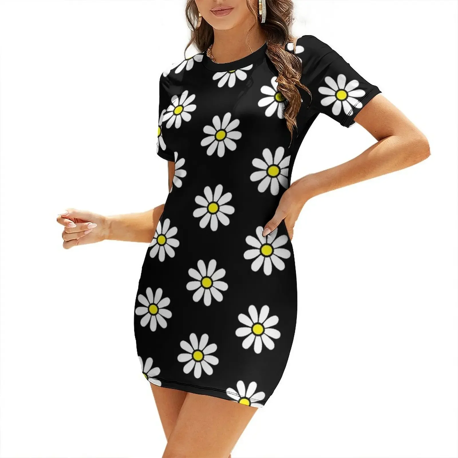 

Happy Daisy Flower Power 60's 70s Retro Vintage Hippie Gardening Short-Sleeved Dress prom dresses 2025 Dress