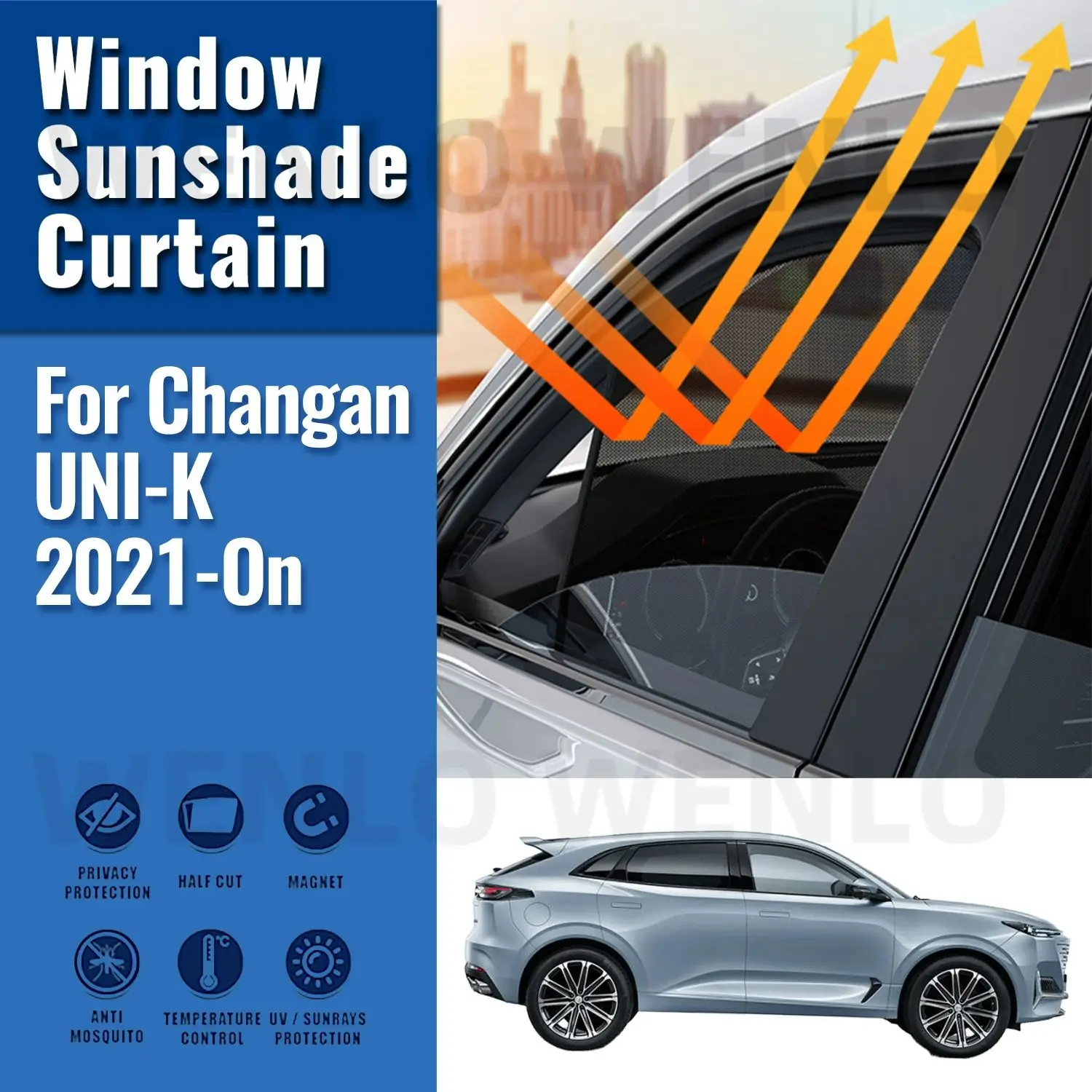 

For Changan UNI-K 2021-2024 Car Sunshade Shield Magnetic Front Windshield Frame Curtain Rear Side Window Sun Shades Visor